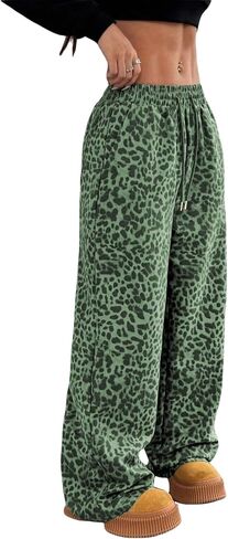 Leopard Pants Women Cheetah Print Sweatpants 2026 Baggy Wide Leg Casual Lounge Trousers with Pockets in Saudi Arabia