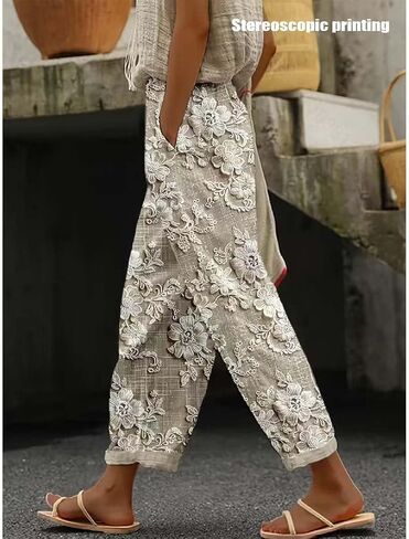 1-Pcs Women's Casual Textured Pants Elastic Waist Pants Slacks Trouser Wide Leg Lounge Trouser with Pockets in Kuwait