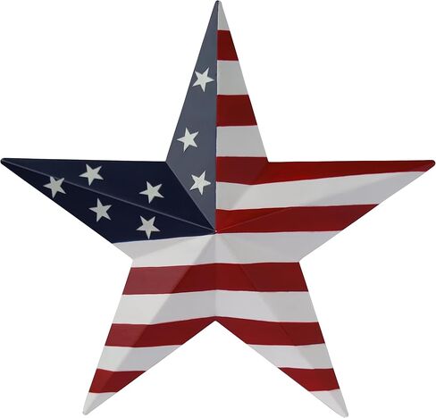 JoyEvy 9" American Barn Star US Flag Stars Indoor Outdoor Decor, Metal Patriotic Star Wall Decoration, Texas Stars for Outside Rustic Vintage Western Country Home Farmhouse Wall Ornament in Saudi Arabia
