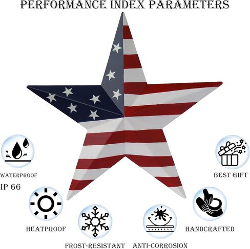 JoyEvy 9" American Barn Star US Flag Stars Indoor Outdoor Decor, Metal Patriotic Star Wall Decoration, Texas Stars for Outside Rustic Vintage Western Country Home Farmhouse Wall Ornament in Saudi Arabia