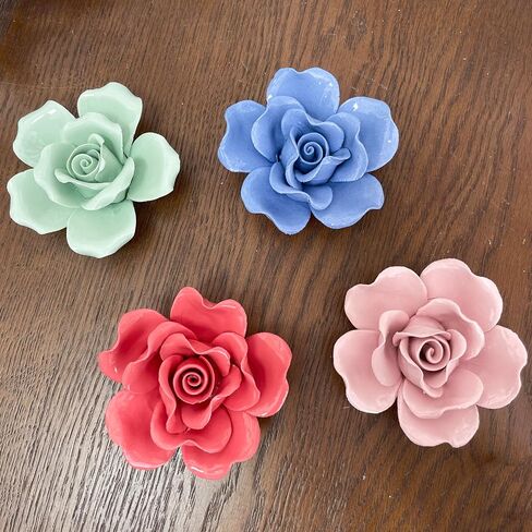 AMERRY Rose, 2.76",Light blue, Handcrafted Ceramic Flowers Wall Art Décor, Vintage-Inspired Ceramic Bouquets,Whimsical Wall Ceramics,Elegant Blooms,Handmade Plant in Saudi Arabia