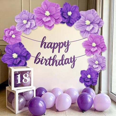 9 Pcs Purple Large Tissue Paper Flowers Decorations for Wall Lavender Crepe Paper Flower with Adhesive Dots & Instruction Manual for Birthday Wedding Bridal Shower Holidays Party Backdrop Decor in Saudi Arabia