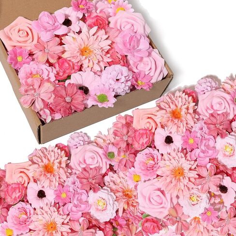 150 Pcs Mini Silk Flower Heads Pink Artificial Flowers Bulk Fabric Flowers for Craft and DIY Wedding Bouquets Garland Album Cake and Home Decorations 2-7CM in Saudi Arabia