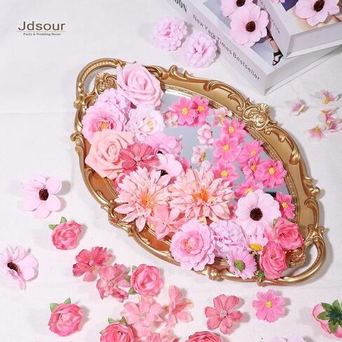 150 Pcs Mini Silk Flower Heads Pink Artificial Flowers Bulk Fabric Flowers for Craft and DIY Wedding Bouquets Garland Album Cake and Home Decorations 2-7CM in Saudi Arabia