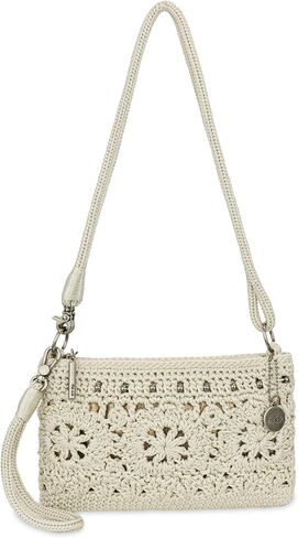 The Sak Vita Small Crochet Wristlet Purse - Hand Crochet Women's Clutch for Everyday & Travel - Mini Handbag With Card Slots, Zipper Closure & Pockets - Natural Medallion in Kuwait