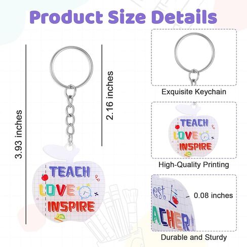 24 Pcs Heartfelt Teacher Keychain Gifts Collection, End of the Year Teacher Gifts of Appreciation Tokens Party Favor in Saudi Arabia