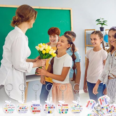 24 Pcs Heartfelt Teacher Keychain Gifts Collection, End of the Year Teacher Gifts of Appreciation Tokens Party Favor in Saudi Arabia