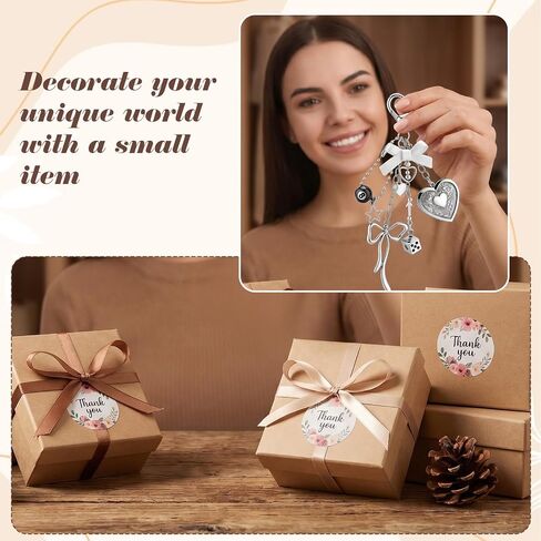 Cute Heart Locket Keychain, Kawaii Photo Key Chain, Silver Bag Chain Y2K Bag Charm, Bow 8 Ball Star Dice Aesthetic Accessories for Women Gifts in Saudi Arabia