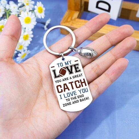 Football Gifts For Boyfriend Romantic Anniversary Men Birthday Gifts For Football Fan Husband Boyfriend Keychain To My Love You Are A Great Catch in Saudi Arabia