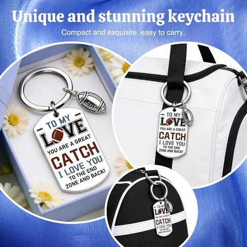 Football Gifts For Boyfriend Romantic Anniversary Men Birthday Gifts For Football Fan Husband Boyfriend Keychain To My Love You Are A Great Catch in Saudi Arabia