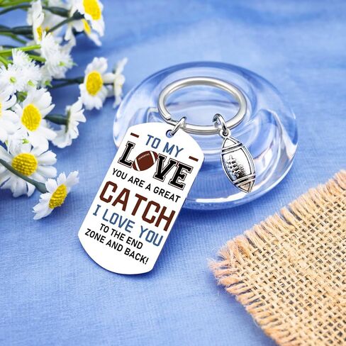 Football Gifts For Boyfriend Romantic Anniversary Men Birthday Gifts For Football Fan Husband Boyfriend Keychain To My Love You Are A Great Catch in Saudi Arabia