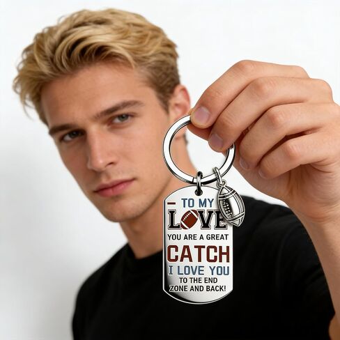 Football Gifts For Boyfriend Romantic Anniversary Men Birthday Gifts For Football Fan Husband Boyfriend Keychain To My Love You Are A Great Catch in Saudi Arabia