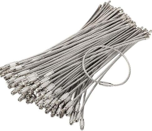 30Pcs Stainless Steel Wire Keychains 1.5mm Cable Loop Connecter for Luggage ID Tags Strong Woven Key Rings Kit in Kuwait