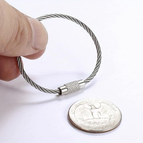 30Pcs Stainless Steel Wire Keychains 1.5mm Cable Loop Connecter for Luggage ID Tags Strong Woven Key Rings Kit in Kuwait