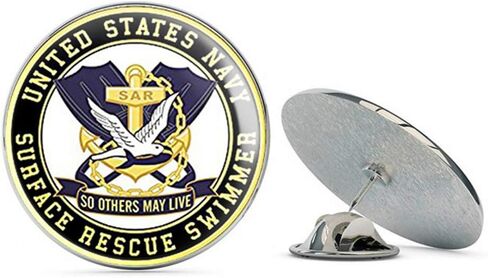 Round SAR US Navy Surface Rescue Swimmer (Logo so Others May Live) Metal 0.75" Lapel Hat Pin Tie Tack Pinback in Kuwait