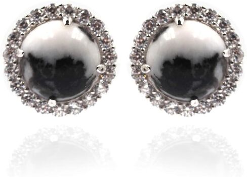 925 Sterling Silver White Buffalo,White Natural Zircon Earring in Saudi Arabia