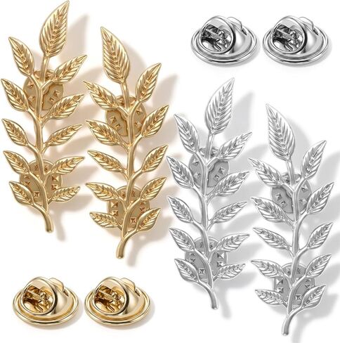 4 Pcs Unisex Suit Brooch Pin, Wheat Leaf Brooches Collar Pins,Gold Silver Suit Accessories for Business Daily Formal, 0.83 x 2.36 Inch in Saudi Arabia
