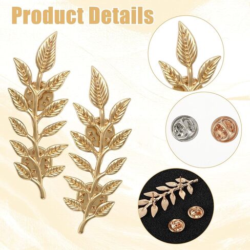 4 Pcs Unisex Suit Brooch Pin, Wheat Leaf Brooches Collar Pins,Gold Silver Suit Accessories for Business Daily Formal, 0.83 x 2.36 Inch in Saudi Arabia
