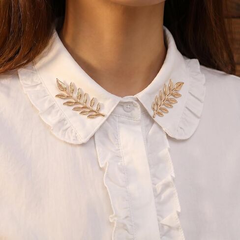 4 Pcs Unisex Suit Brooch Pin, Wheat Leaf Brooches Collar Pins,Gold Silver Suit Accessories for Business Daily Formal, 0.83 x 2.36 Inch in Saudi Arabia