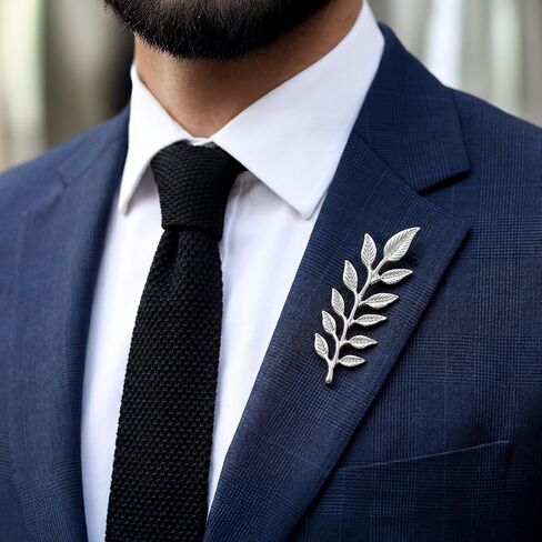 4 Pcs Unisex Suit Brooch Pin, Wheat Leaf Brooches Collar Pins,Gold Silver Suit Accessories for Business Daily Formal, 0.83 x 2.36 Inch in Saudi Arabia
