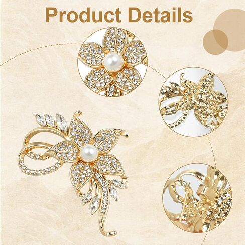 levylisa 4 Pcs Pearl Brooches for Women Flower Broach Elegant Clothing Accessory for Dress Bride Engagement Wedding Jewelry in Kuwait