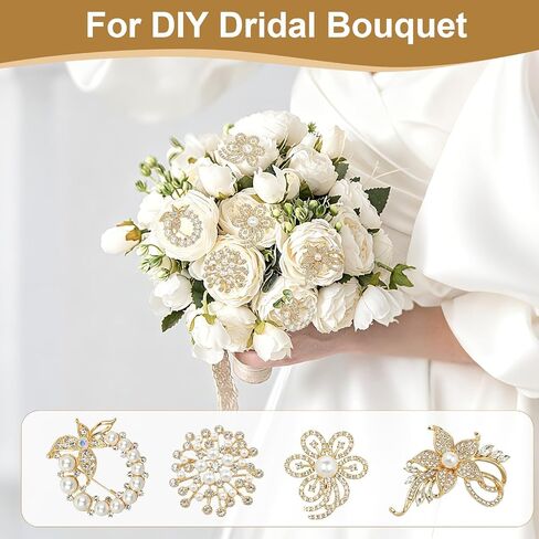 levylisa 4 Pcs Pearl Brooches for Women Flower Broach Elegant Clothing Accessory for Dress Bride Engagement Wedding Jewelry in Kuwait