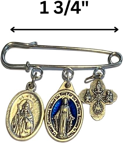 Safety Pin Brooch with Miraculous Medal St. Jude Medal and Four Way Cross – Catholic Religious Pin in Saudi Arabia