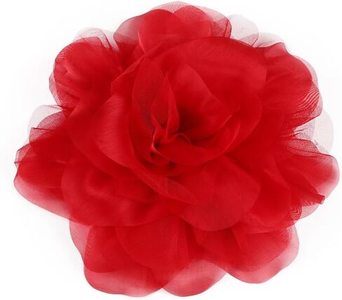 Exaggerated Big Rose Flower Satin Mesh Fabric Brooches for Women Elegant Extra Large Organza Floral Lapel Pins Wedding Party Banquet Dresses Suit Clothes Accessories Jewelry 10.6in in Kuwait