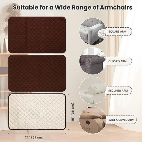 3 or 4 or 5 Pieces Sofa Headrest Cover for Recliner Chair with Storage Pockets Non Slip Armrest Cover Fuzzy Couch Cover Washable Furniture Protector(B6,3 seat 5pieces) in Kuwait