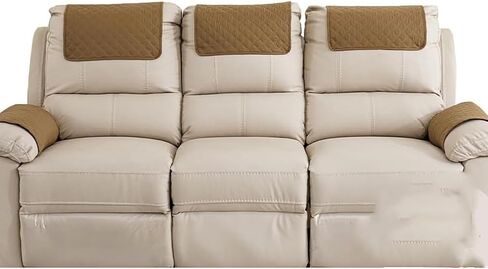 3 or 4 or 5 Pieces Sofa Headrest Cover for Recliner Chair with Storage Pockets Non Slip Armrest Cover Fuzzy Couch Cover Washable Furniture Protector(B6,3 seat 5pieces) in Kuwait