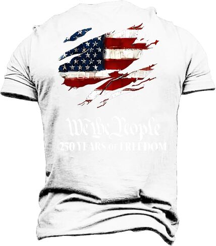 Mens 250Th Anniversary USA Shirt American Flag Graphic Short Sleeve Patriotic Shirts Casual Crew Neck 250 Birthday Tops in Kuwait