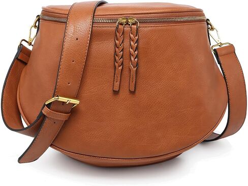 JEN & CO. Megan Vegan Leather Crossbody Sling Bag for Women Slouchy Shoulder Purse with Adjustable Guitar Strap in Kuwait