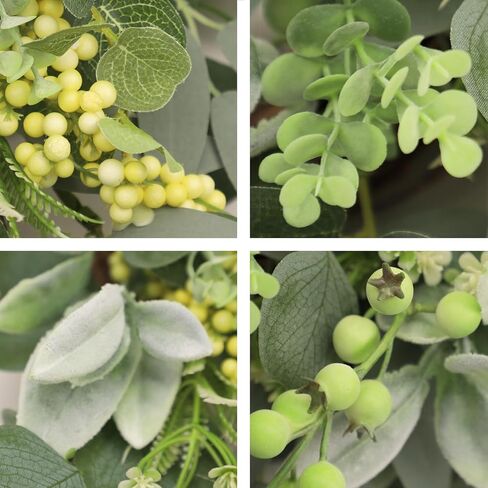 22 Inch Artificial Eucalyptus Wreath for Front Door, Greenery Wreath with Berries, Boxwood & Lamb's Ear Leaves, Farmhouse All Seasons Indoor Outdoor Wall Window Decor in Saudi Arabia