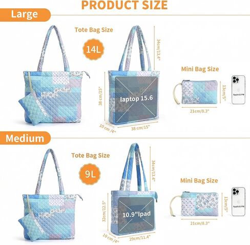 Floral Quilted Tote Bag with Zipper, Quilted Puffer Bag for Women, Designer Carryall Cotton Tote w/Detachable Pouch in Kuwait