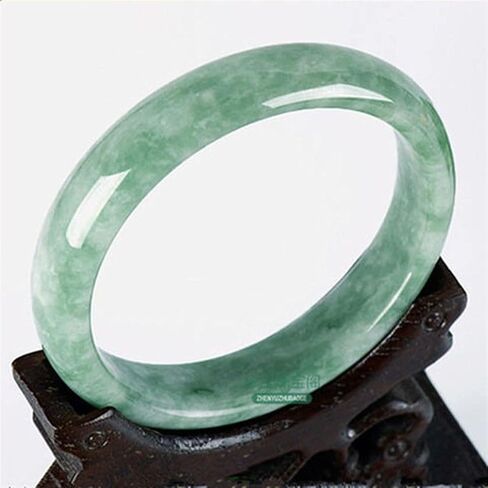 Natural White Green Jade Bangle Bracelet Chinese Hand-Carved Fashion Charm Jewelry Accessories Amulet Gifts Men Women (Gem Color : 52mm) in Saudi Arabia