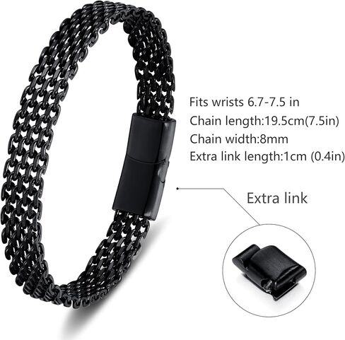 Bracelets for Men-Stainless Steel Magnetic Clasp Franco Chain Mens Bracelet in Kuwait