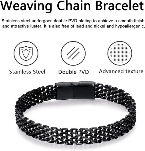 Bracelets for Men-Stainless Steel Magnetic Clasp Franco Chain Mens Bracelet in Kuwait