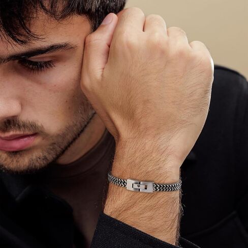 Fathers Day Husband Son Grandson Gift Bracelets I Love You Gifts for Him Boyfriend Stainless Steel Cuban Link Chain Fold Over Clasp Franco Chain Bracelet for Men Birthday Jewelry in Saudi Arabia