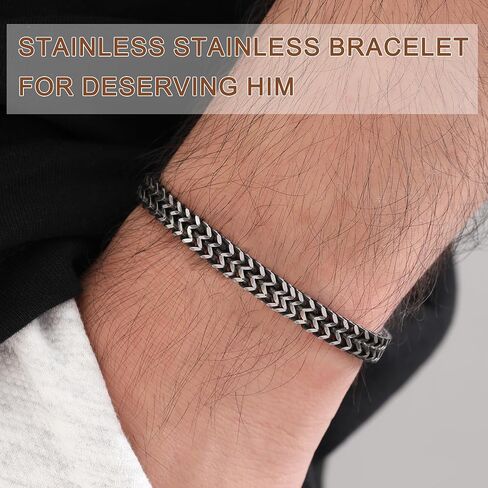 Fathers Day Husband Son Grandson Gift Bracelets I Love You Gifts for Him Boyfriend Stainless Steel Cuban Link Chain Fold Over Clasp Franco Chain Bracelet for Men Birthday Jewelry in Saudi Arabia