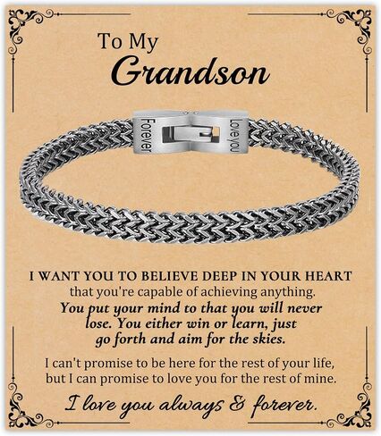 Fathers Day Husband Son Grandson Gift Bracelets I Love You Gifts for Him Boyfriend Stainless Steel Cuban Link Chain Fold Over Clasp Franco Chain Bracelet for Men Birthday Jewelry in Saudi Arabia