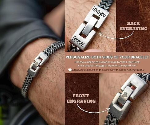 Fathers Day Husband Son Grandson Gift Bracelets I Love You Gifts for Him Boyfriend Stainless Steel Cuban Link Chain Fold Over Clasp Franco Chain Bracelet for Men Birthday Jewelry in Saudi Arabia