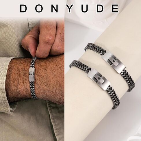 Fathers Day Husband Son Grandson Gift Bracelets I Love You Gifts for Him Boyfriend Stainless Steel Cuban Link Chain Fold Over Clasp Franco Chain Bracelet for Men Birthday Jewelry in Saudi Arabia