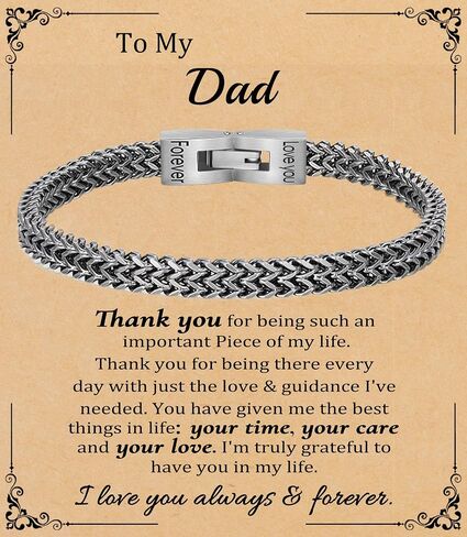 Fathers Day Husband Son Grandson Gift Bracelets I Love You Gifts for Him Boyfriend Stainless Steel Cuban Link Chain Fold Over Clasp Franco Chain Bracelet for Men Birthday Jewelry in Saudi Arabia