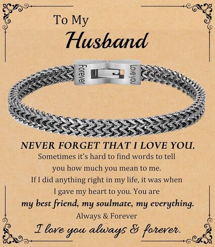 Fathers Day Husband Son Grandson Gift Bracelets I Love You Gifts for Him Boyfriend Stainless Steel Cuban Link Chain Fold Over Clasp Franco Chain Bracelet for Men Birthday Jewelry in Saudi Arabia