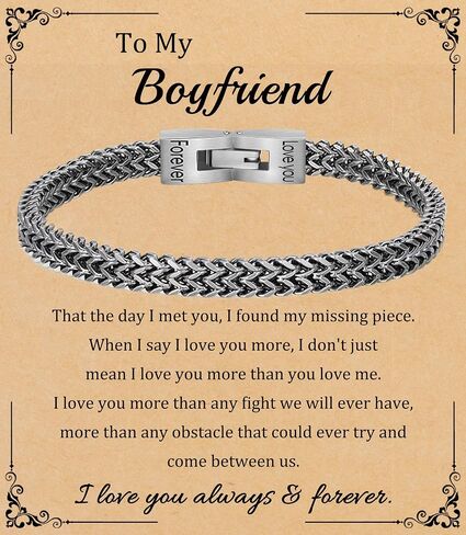 Fathers Day Husband Son Grandson Gift Bracelets I Love You Gifts for Him Boyfriend Stainless Steel Cuban Link Chain Fold Over Clasp Franco Chain Bracelet for Men Birthday Jewelry in Saudi Arabia