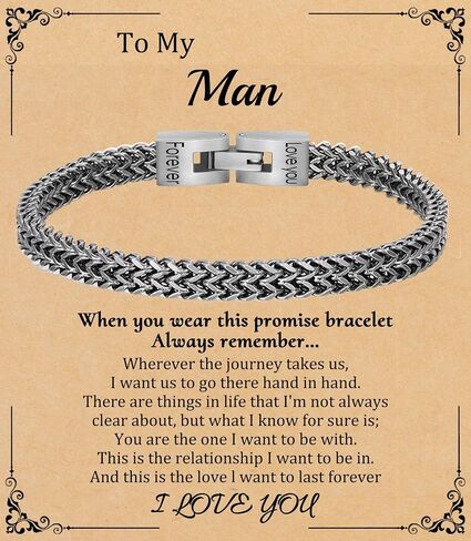 Fathers Day Husband Son Grandson Gift Bracelets I Love You Gifts for Him Boyfriend Stainless Steel Cuban Link Chain Fold Over Clasp Franco Chain Bracelet for Men Birthday Jewelry in Saudi Arabia
