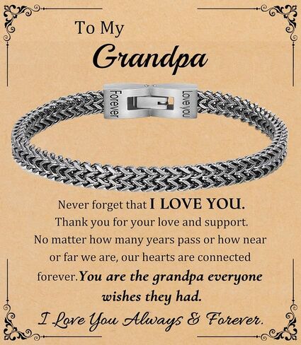 Fathers Day Husband Son Grandson Gift Bracelets I Love You Gifts for Him Boyfriend Stainless Steel Cuban Link Chain Fold Over Clasp Franco Chain Bracelet for Men Birthday Jewelry in Saudi Arabia