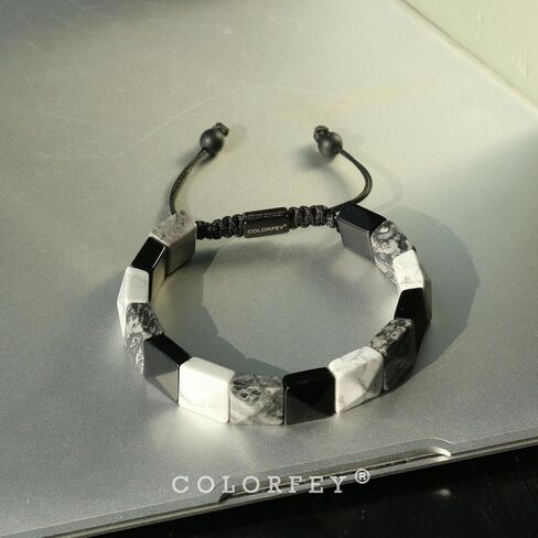 Mens Howlite Crystal Bracelet for Men, Protection Crystals Howlite Black Obsidian Map Beaded Bracelets Premium Handcrafted Gifts, Mens Triple Healing Crystal Jewelry for Anxiety Relief in Saudi Arabia