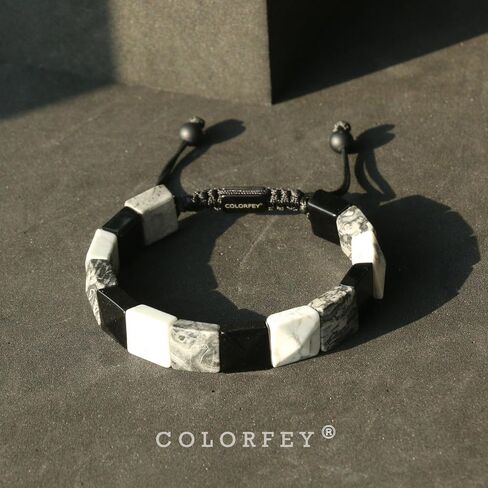Mens Howlite Crystal Bracelet for Men, Protection Crystals Howlite Black Obsidian Map Beaded Bracelets Premium Handcrafted Gifts, Mens Triple Healing Crystal Jewelry for Anxiety Relief in Saudi Arabia
