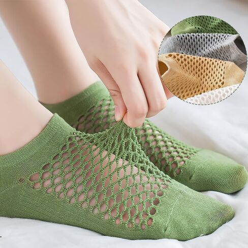 8 Pairs Women's Breathable Mesh No-Show Socks, Colorful Fishnet Ankle Socks, Non-Slip Low Cut Socks for Casual, Athletic, and Summer Wear in Kuwait